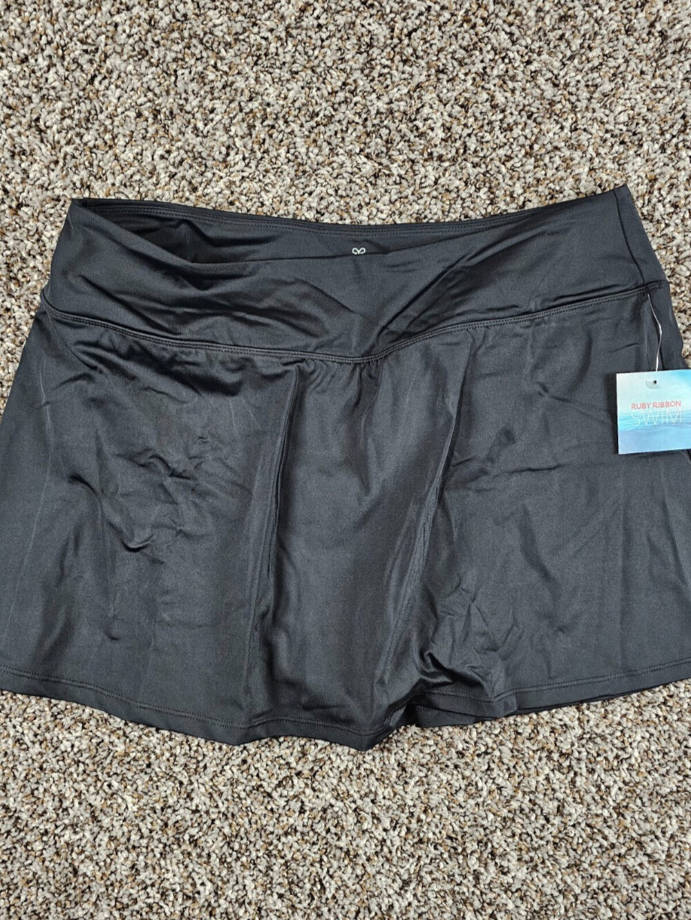 Ruby Ribbon Womens Sz L Swim Skirt Skort Swimsuit Bottom Black NEW